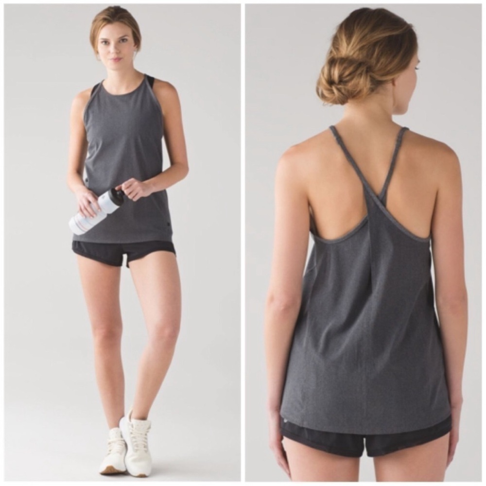 Lululemon Featherlight Singlet Mesh Heathered Black